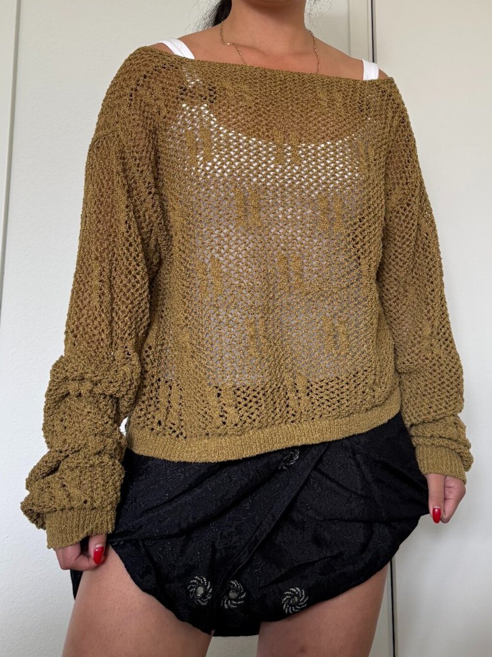 vintage y2k khaki poncho pullover